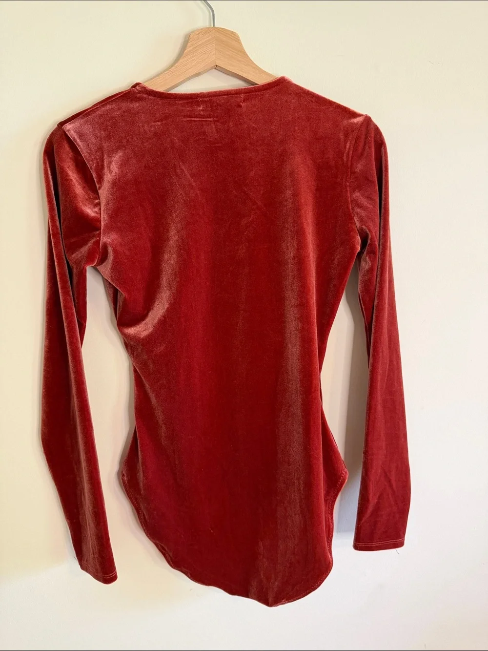 Madewell Velvet Wrap Bodysuit in Deep Red - Picture 6 of 7